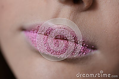 Beautiful womanish lips fashion make-up Stock Photo