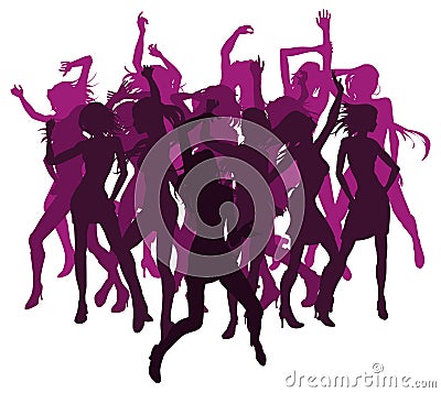 women dancing silhouettes Vector Illustration