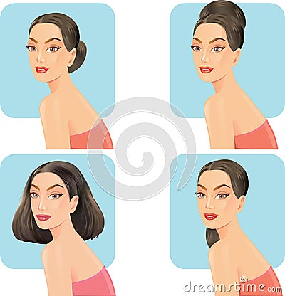 Beautiful women with facial hair styles. Vector Illustration