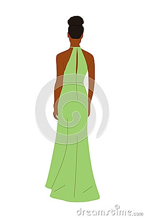 Beautiful Women in fashion evening dress back view Vector Illustration