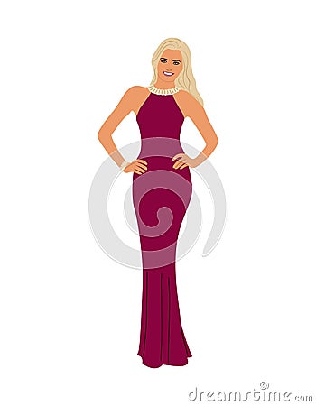 Beautiful Women in fashion evening dress vector. Vector Illustration