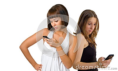 Beautiful women with the phones Stock Photo