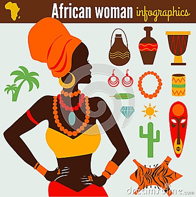 Beautiful Women's Infographic & Symbols Vector Illustration