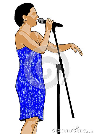 Singer women whit microphon Vector Illustration