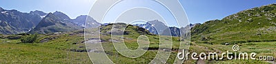 Panoramic of the French Alps : plain in foregound of the mountain ranges Stock Photo