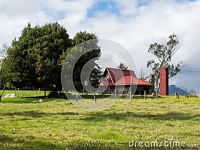 Beautiful wooden countryside house in Colombia mountains Stock Photo