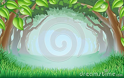 Beautiful woodland scene Vector Illustration