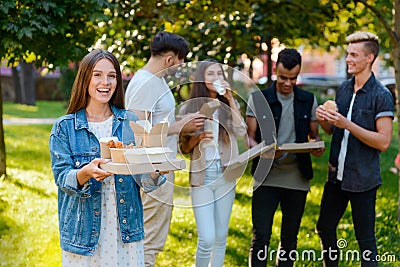 Beautiful worker on a lunch Stock Photo