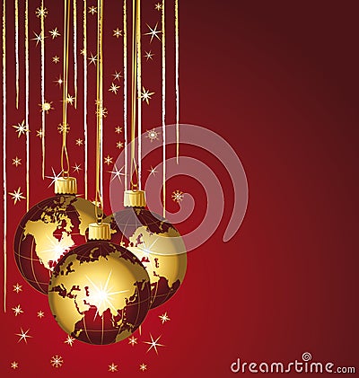 Beautiful world christmas balls. Vector Illustration