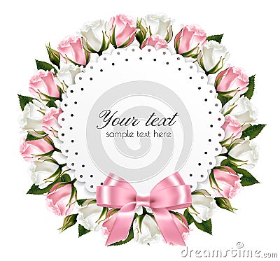 Beautiful wreath, made out of pink and white flowers Stock Photo