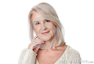 Beautiful 50 years old woman portrait isolated Stock Photo