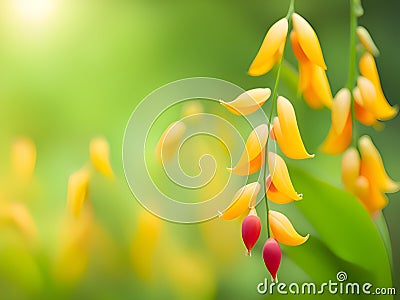beautiful yellow cassia flowers in the garden, Ai Generated Stock Photo