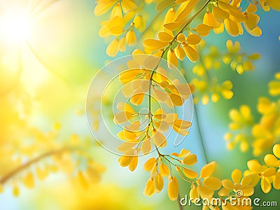 beautiful yellow cassia flowers in the garden, Ai Generated Stock Photo