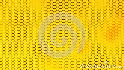 Beautiful yellow hexagrid background with waves. Stock Photo