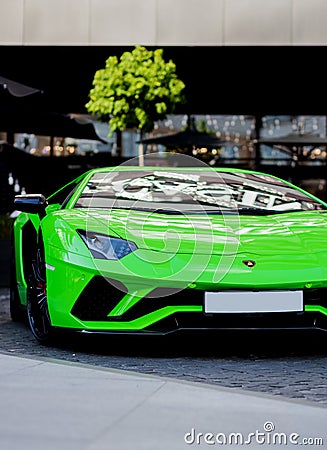 Beautiful yellow lamborghini supercar Editorial Stock Photo