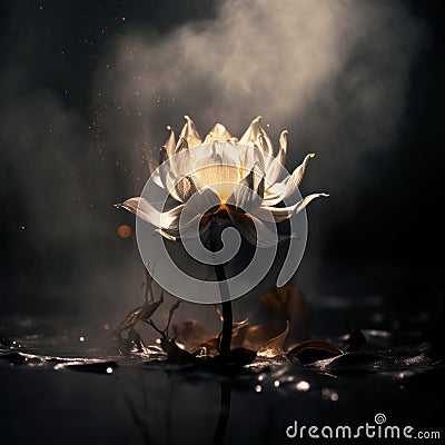 Mystic white lotus flower in the swamp Stock Photo