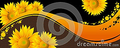 Beautiful yellow Sunflowers Vector Illustration