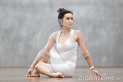 Beautiful Yoga: Matsyendrasana Pose Stock Photo