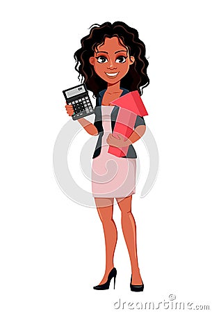Beautiful young African American business woman Vector Illustration