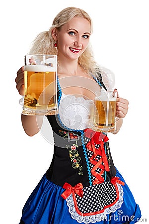 Beautiful young blond girl of oktoberfest beer stein Stock Photo