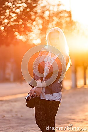 Beautiful young blonde girl with a pretty smiling face. Stock Photo