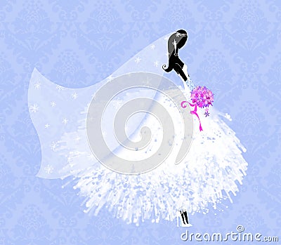 Beautiful Young Bride Cartoon Illustration