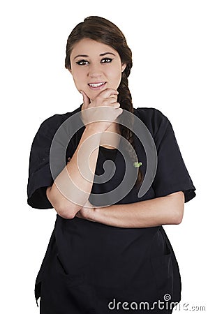 Beautiful young brunette girl intern doctor Stock Photo