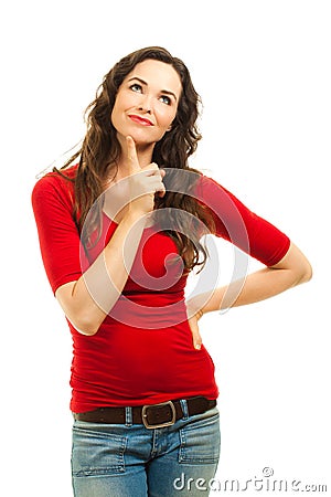 Beautiful young contemplative woman Stock Photo