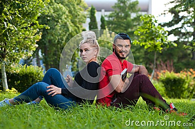 Young couple posing on nature Stock Photo