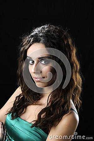 Beautiful young Greek woman in closeup Stock Photo