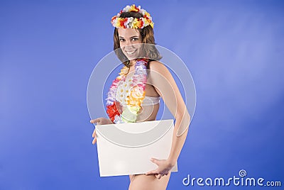 Beautiful young hawaiian tropical woman isolated i Stock Photo