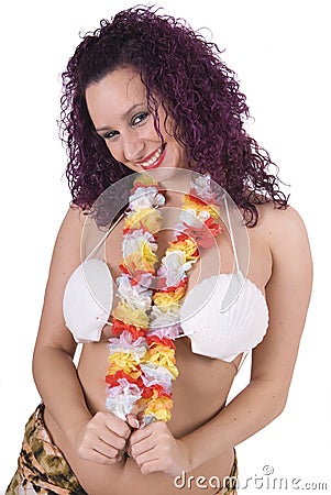 Beautiful young hawaiian woman isolated Stock Photo