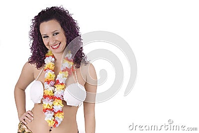 Beautiful young hawaiian woman isolated Stock Photo