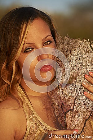 Latina Beauty on Jamaica Beach Stock Photo