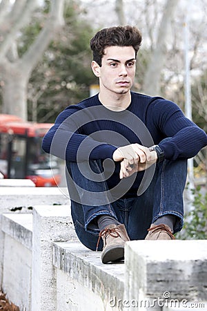 Beautiful young man model autumn / winter Stock Photo