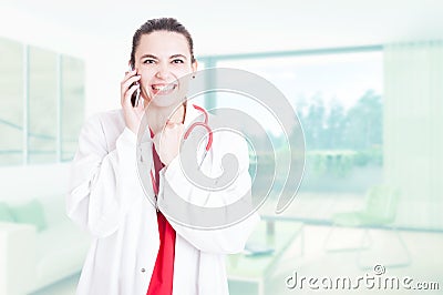 Beautiful young medic looking excited Stock Photo