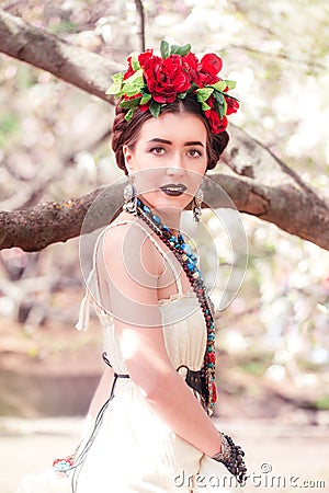 Beautiful young Mexican woman Posing Stock Photo