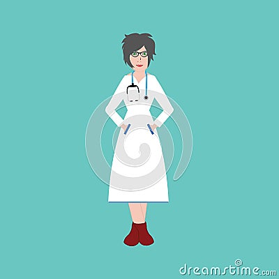 Beautiful young nurse. Flat design. Vector Illustration