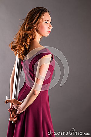 Beautiful young pure princess girl with a sword Stock Photo