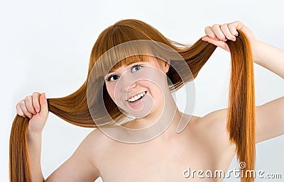 Beautiful young red-haired woman Stock Photo