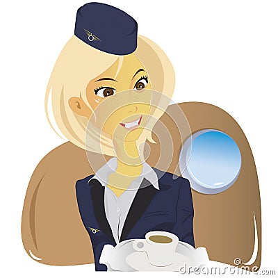 Beautiful young stewardess Vector Illustration