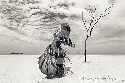 Beautiful young stylish tribal dancer. Woman in oriental costume Stock Photo