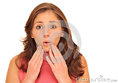 Beautiful young surprised woman Stock Photo