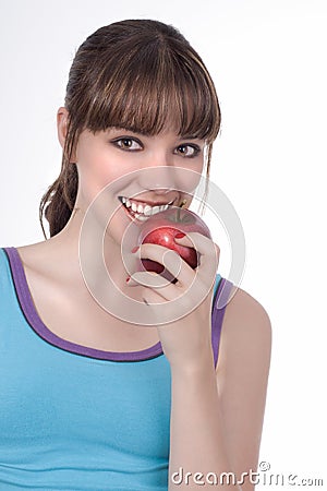 Beautiful young woman with apple Stock Photo