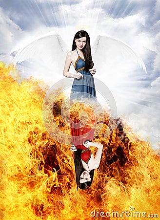 Gorgeous angel and devil Stock Photo