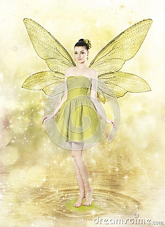 Beautiful young woman as spring fairy Stock Photo