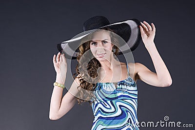 Beautiful young woman in black soiled Stock Photo