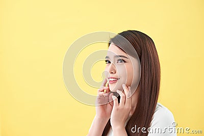 Beautiful young woman with clean fresh skin .Girl beauty face care. Facial treatment Stock Photo