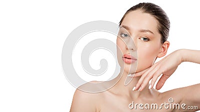 Beautiful young woman with clean perfect skin. Beauty portrait. Spa Stock Photo