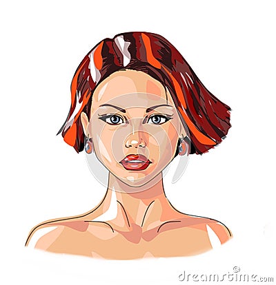Beautiful young woman face beauty, beauty skin and makeup care, beautiful face girl, citl care, beauty care, health, life, face, Cartoon Illustration